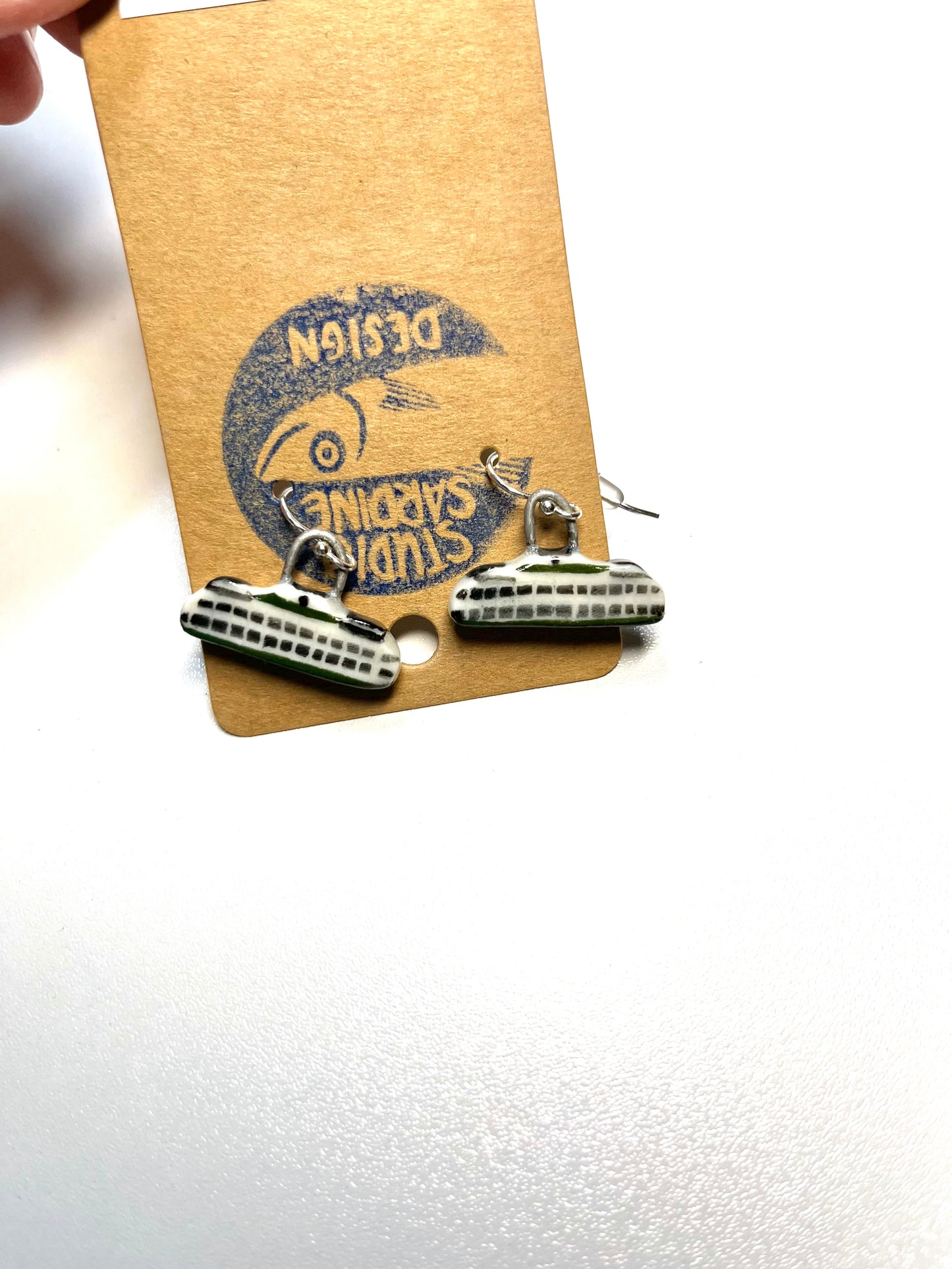 Teeny Tiny porcelain ferry earrings