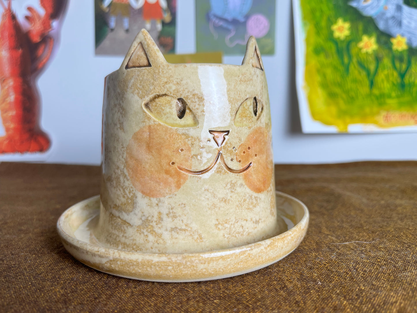 Ginger cat mini planter