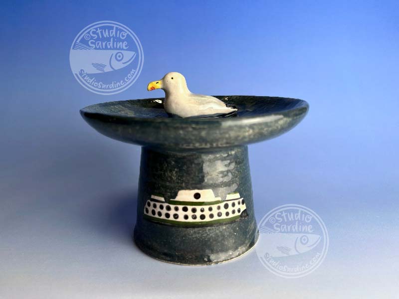 Studio Sardine Elevated seagull and ferry stoneware dishes