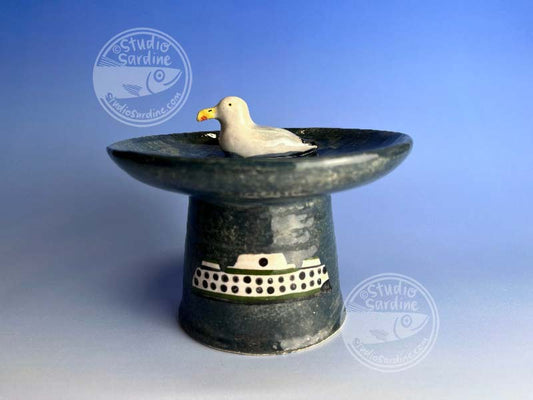 Studio Sardine Elevated seagull and ferry stoneware dishes