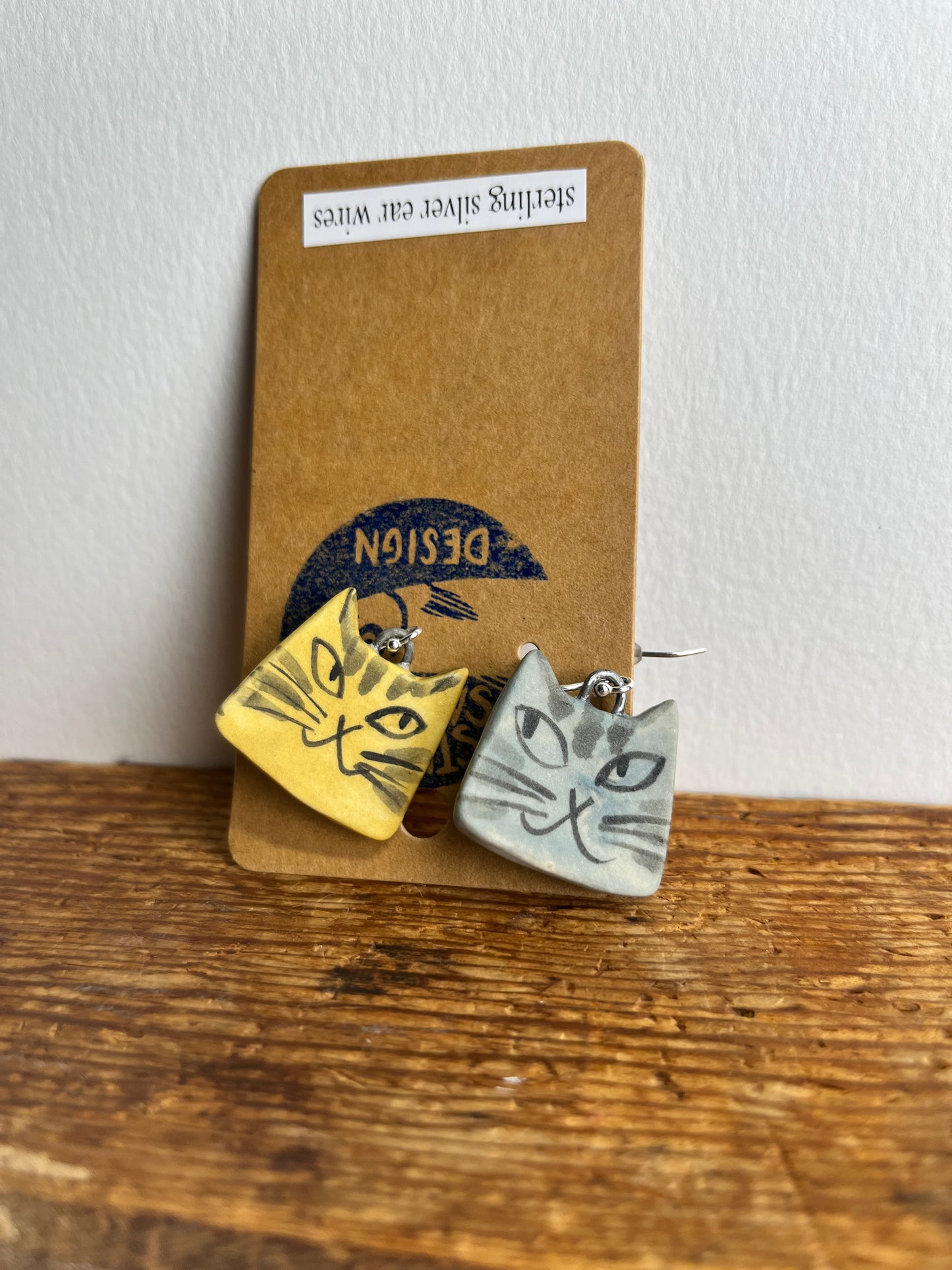 Mischievous cats porcelain earrings