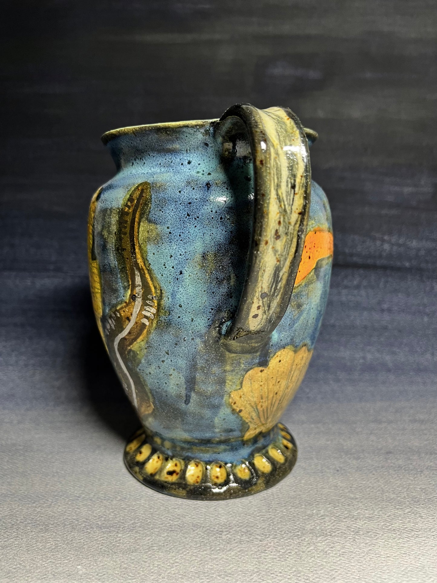 Crab and Seahorse Handled Vase