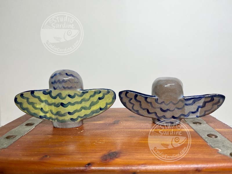 Studio Sardine Open Wing Stoneware Owl Sculptures
