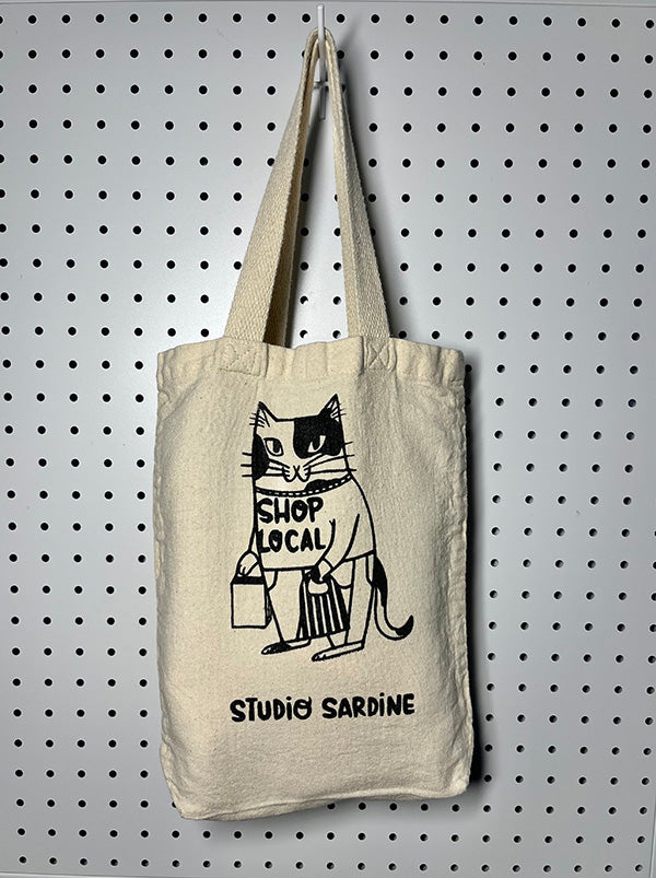 "Shop Local" cat small totes