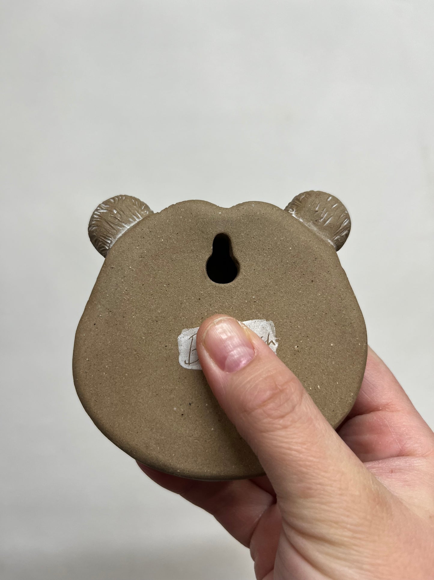 Little Stoneware Bear Head Wall Sculpture