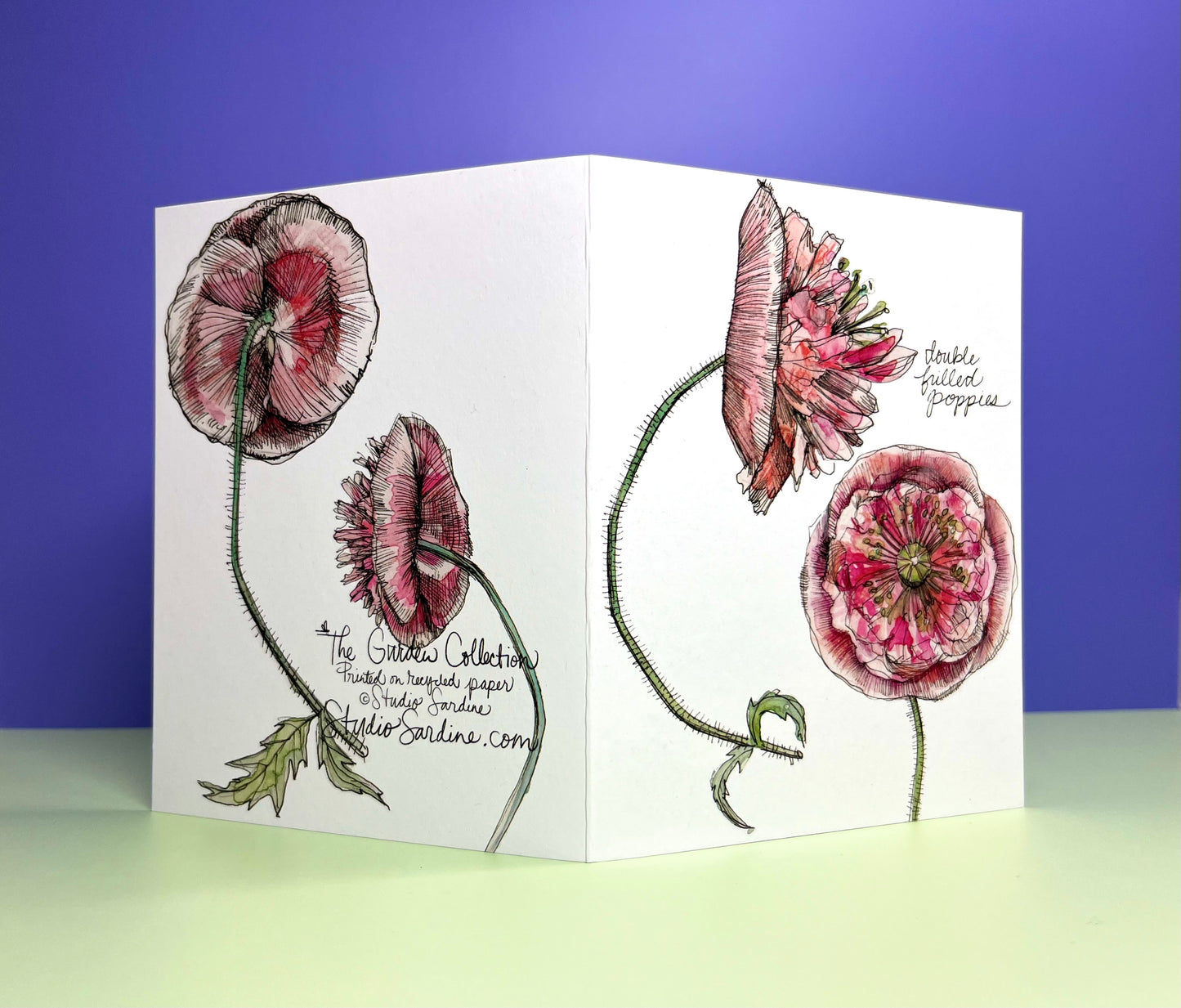 Studio Sardine Ruffled Poppy A2 size (5.5" x 4.25") notecards