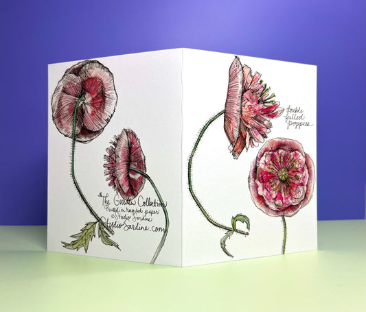 Studio Sardine Ruffled Poppy A2 size (5.5" x 4.25") notecards
