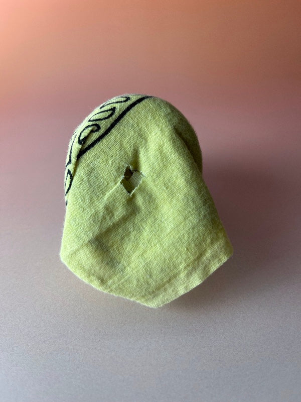 Fish wife in plaid bandana, handmade ceramic fish head