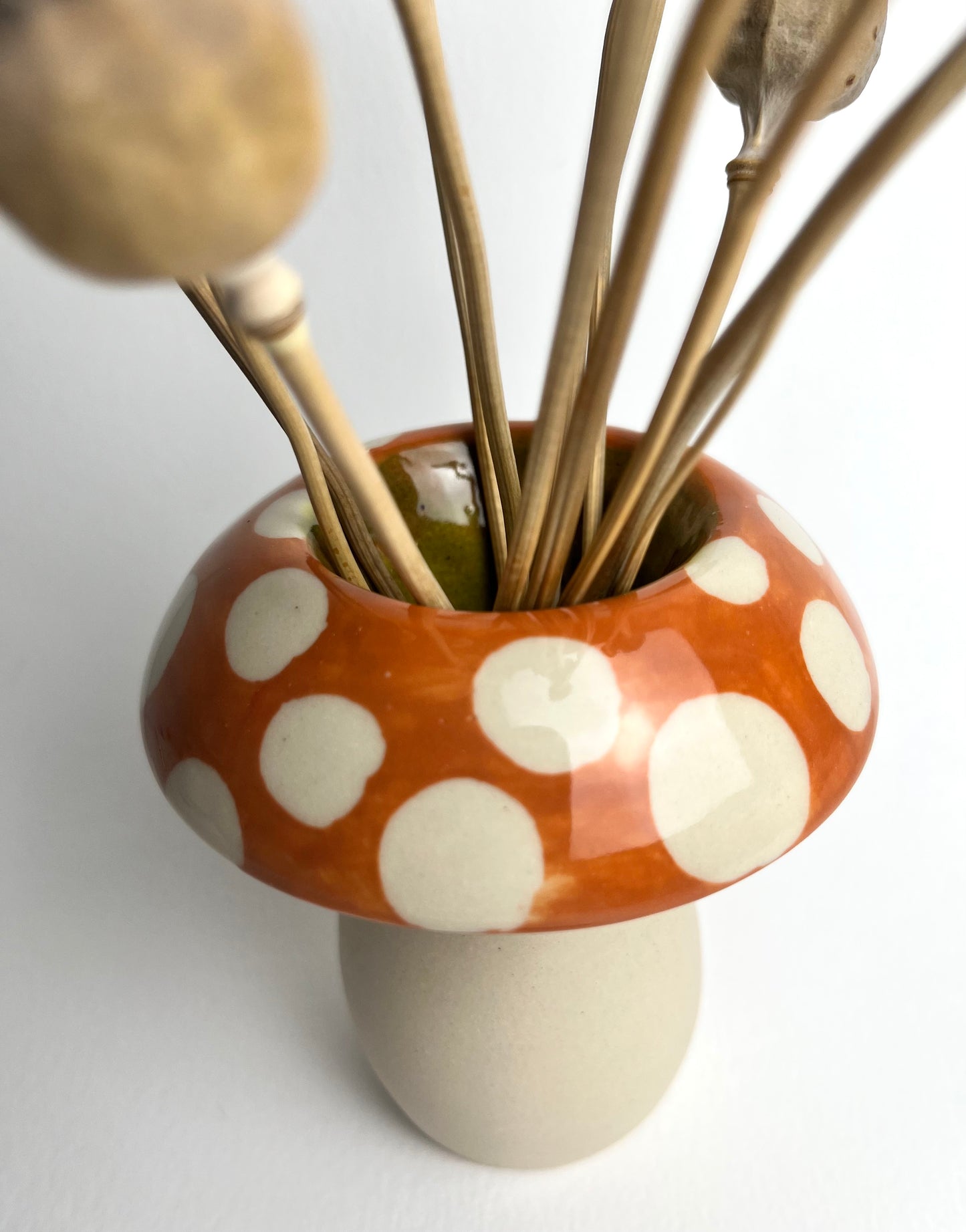 Porcelain toadstool bud vases