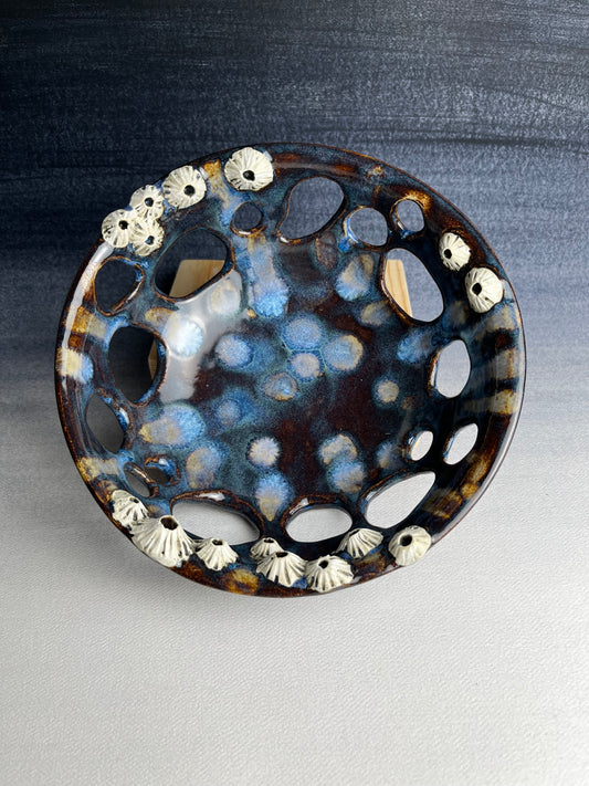 Barnacle bowl with river rock cut-outs