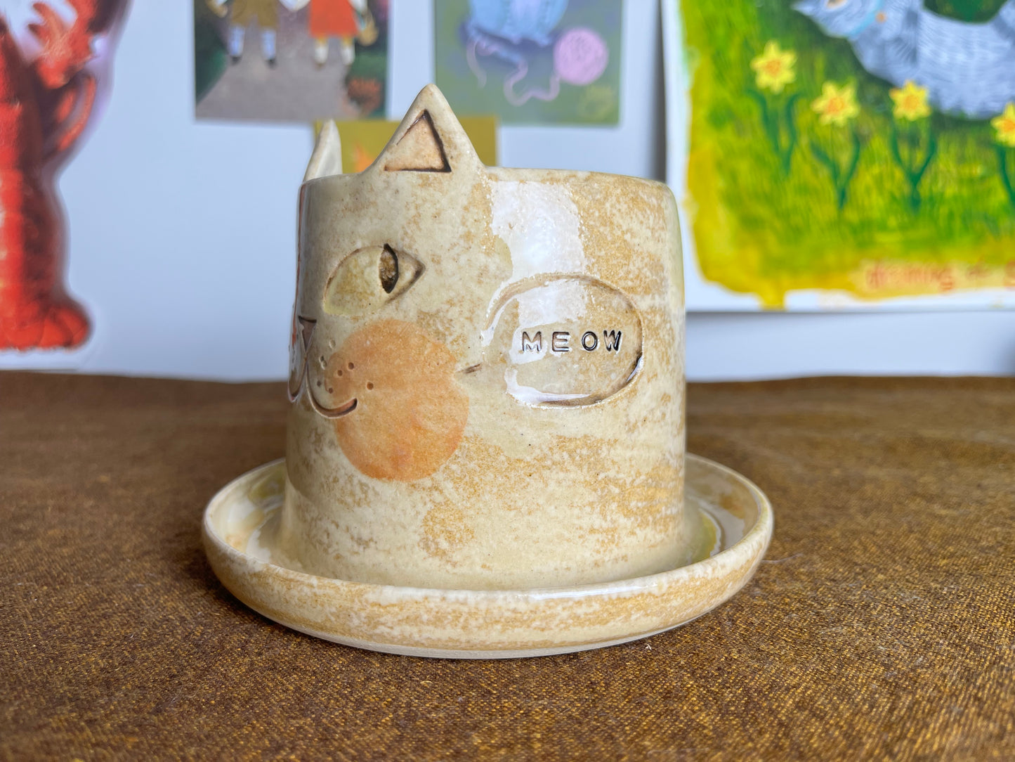 Ginger cat mini planter