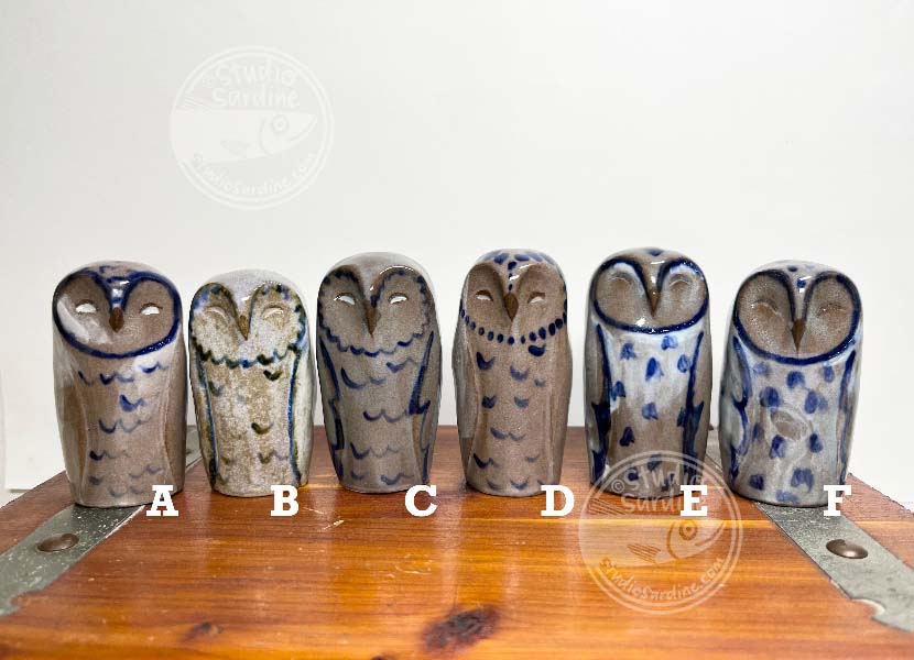 Studio Sardine Closed Wing Stoneware Owl Sculptures