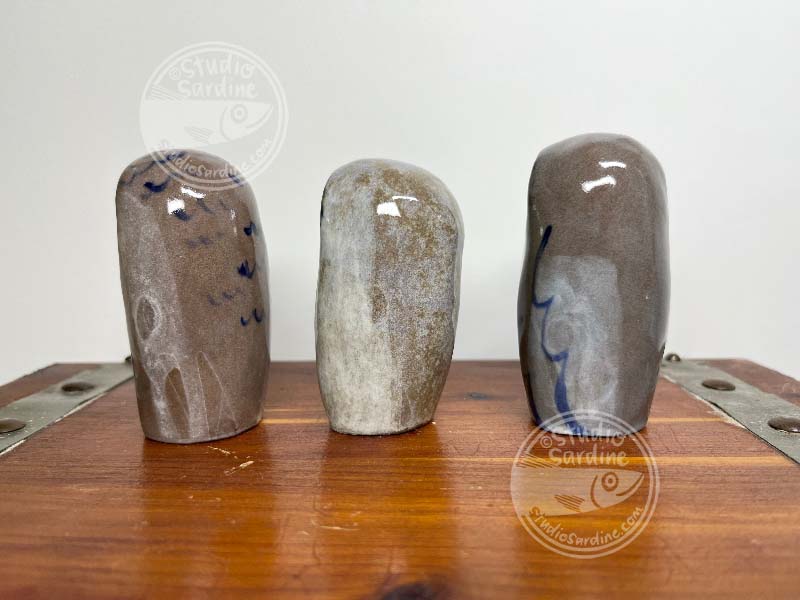 Studio Sardine Closed Wing Stoneware Owl Sculptures