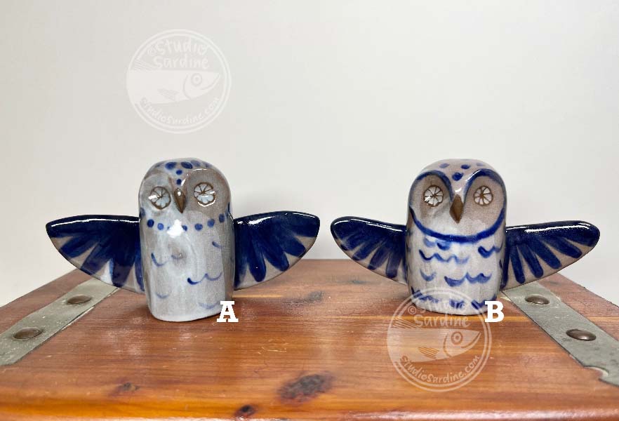 Studio Sardine Open Wing Stoneware Owl Sculptures