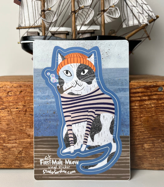 First Mate Meow Vinyl Sticker