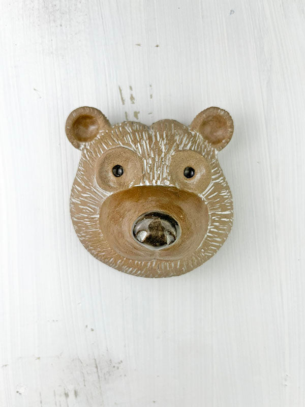 Little Stoneware Bear Head Wall Sculpture