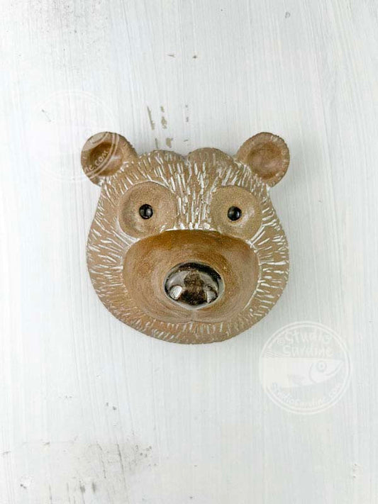 Studio Sardine Little Stoneware Bear Head Wall Sculpture