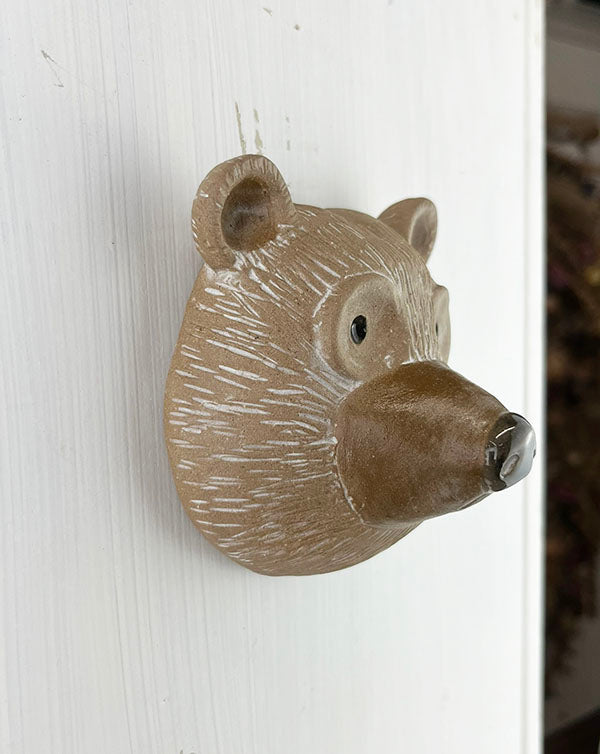 Little Stoneware Bear Head Wall Sculpture