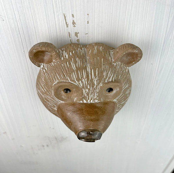 Little Stoneware Bear Head Wall Sculpture