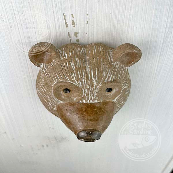 Studio Sardine Little Stoneware Bear Head Wall Sculpture