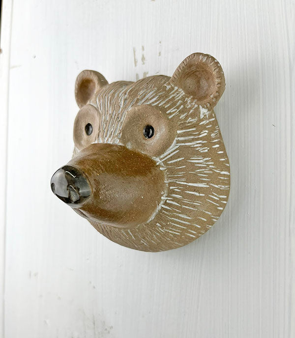 Little Stoneware Bear Head Wall Sculpture