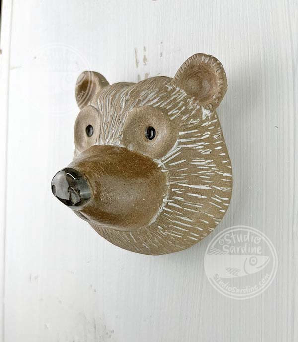Studio Sardine Little Stoneware Bear Head Wall Sculpture