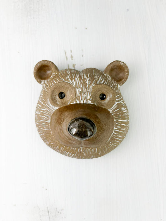 Little Stoneware Bear Head Wall Sculpture