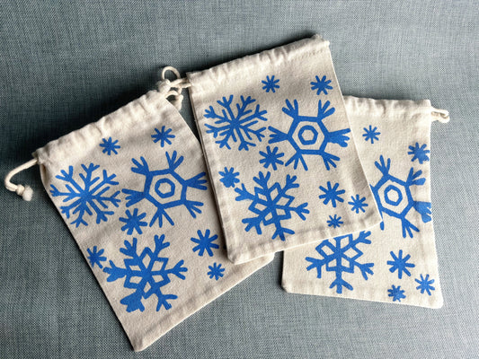 Jolly Snowflake hand-printed gift bags