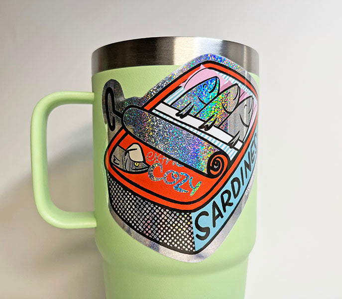 Extra Cozy Sardine Can Glitter Hologram Sticker