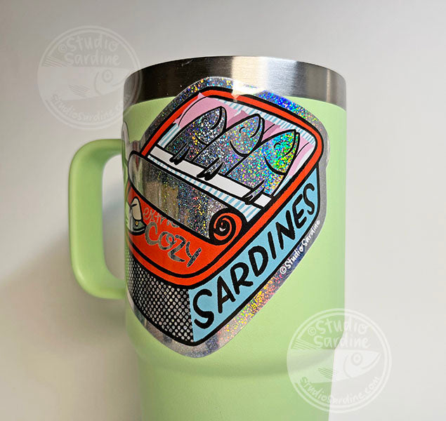 Studio Sardine Extra Cozy Sardine Can Glitter Hologram Sticker