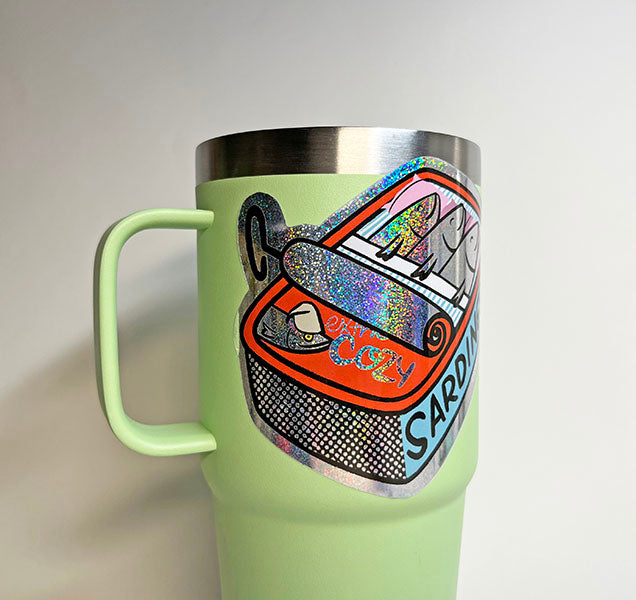 Extra Cozy Sardine Can Glitter Hologram Sticker