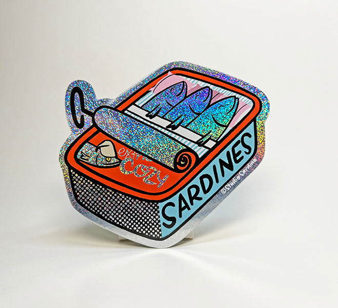 Extra Cozy Sardine Can Glitter Hologram Sticker