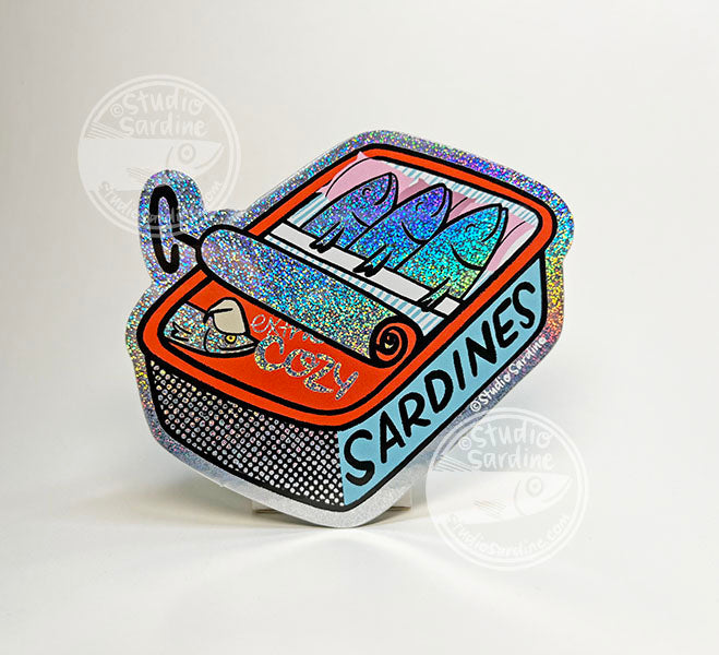 Studio Sardine Extra Cozy Sardine Can Glitter Hologram Sticker