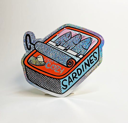 Extra Cozy Sardine Can Glitter Hologram Sticker