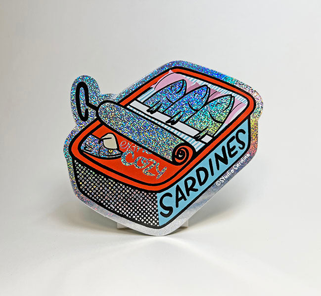 Extra Cozy Sardine Can Glitter Hologram Sticker