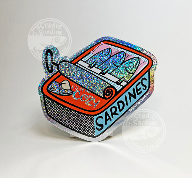 Studio Sardine Extra Cozy Sardine Can Glitter Hologram Sticker