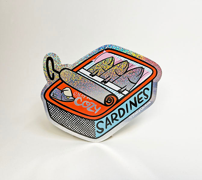 Extra Cozy Sardine Can Glitter Hologram Sticker