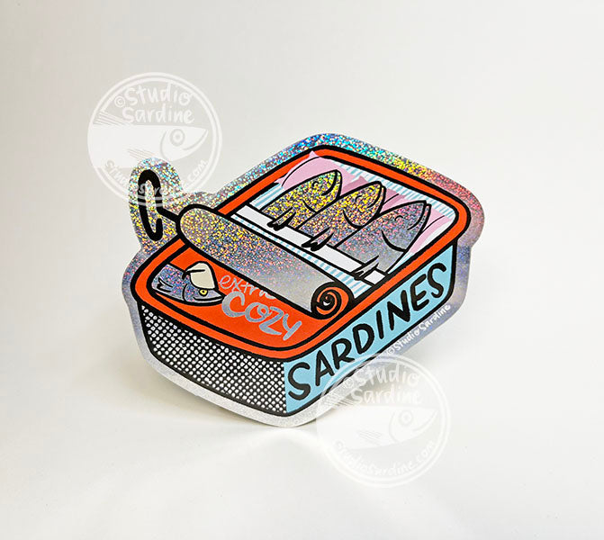 Studio Sardine Extra Cozy Sardine Can Glitter Hologram Sticker
