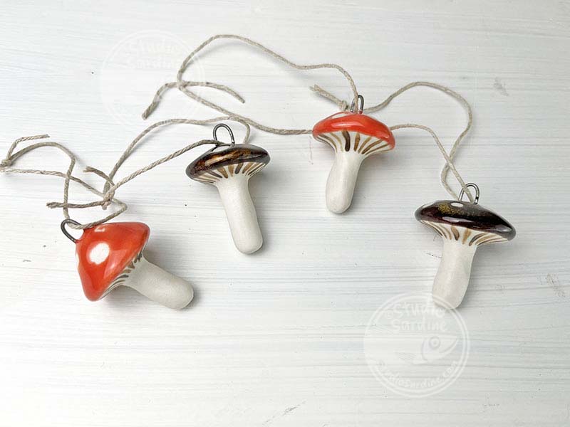 Studio Sardine Large Porcelain Mushroom Ornaments