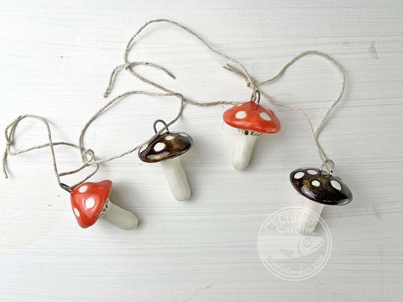 Studio Sardine Large Porcelain Mushroom Ornaments