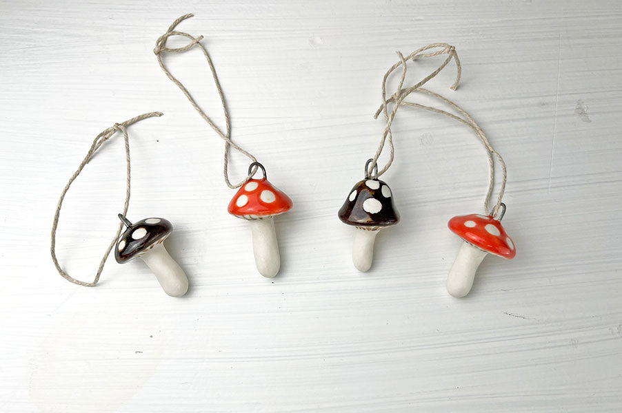 Medium-sized Porcelain Mushroom Ornaments