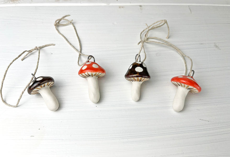 Medium-sized Porcelain Mushroom Ornaments