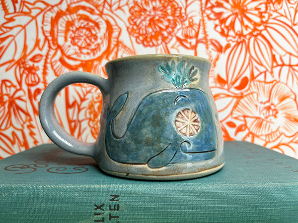 Smiley Whales Handmade Porcelain Mug