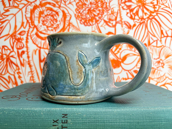 Smiley Whales Handmade Porcelain Mug