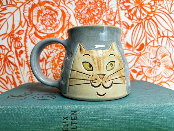 Side-Eye Cats and Fish Handmade Porcelain Mug