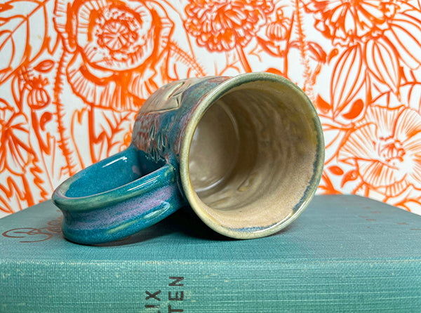 Side-eye kitties with stamped star Handmade Porcelain Mug