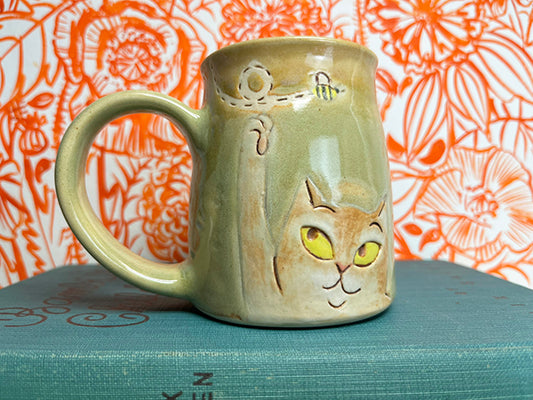 Curious Kitty Handmade Porcelain Mug
