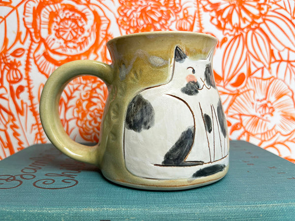 Garden Gazing Cats Handmade Porcelain Mug