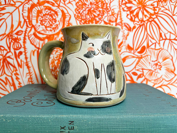 Garden Gazing Cats Handmade Porcelain Mug