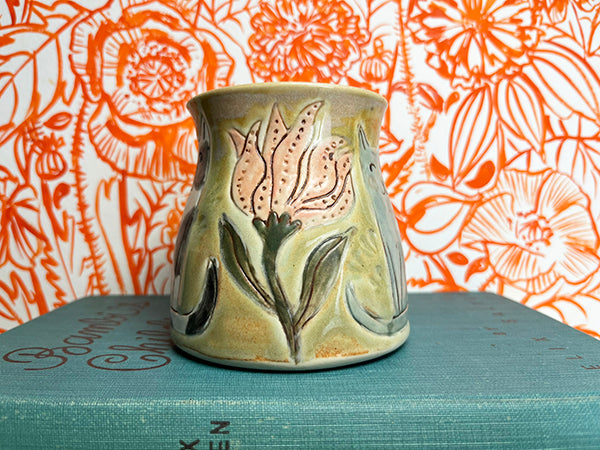 Garden Gazing Cats Handmade Porcelain Mug